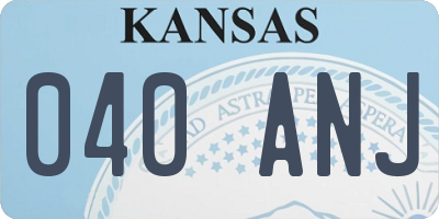 KS license plate 040ANJ