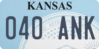 KS license plate 040ANK