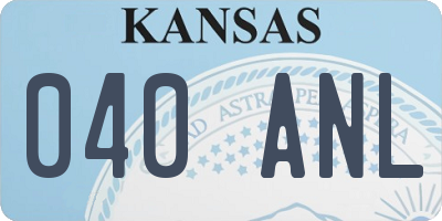 KS license plate 040ANL