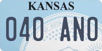 KS license plate 040ANO