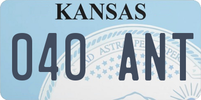 KS license plate 040ANT