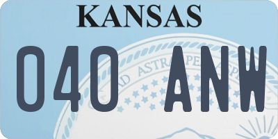 KS license plate 040ANW