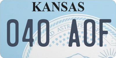 KS license plate 040AOF