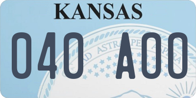 KS license plate 040AOO