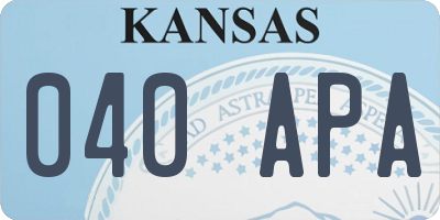 KS license plate 040APA