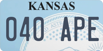 KS license plate 040APE