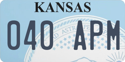 KS license plate 040APM