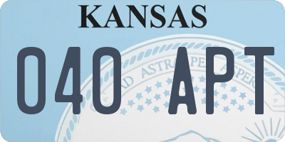 KS license plate 040APT