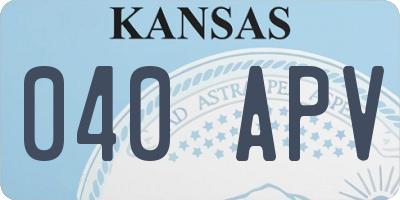 KS license plate 040APV