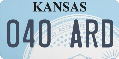 KS license plate 040ARD