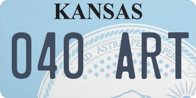 KS license plate 040ART
