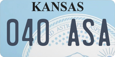 KS license plate 040ASA
