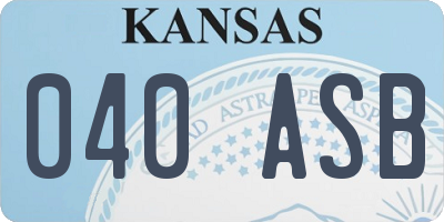 KS license plate 040ASB