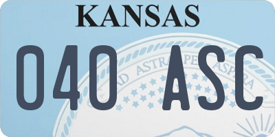 KS license plate 040ASC