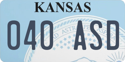 KS license plate 040ASD