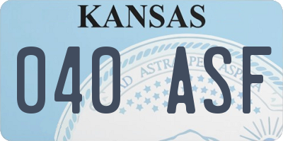 KS license plate 040ASF