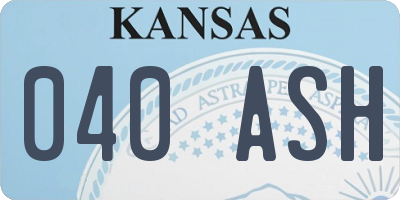 KS license plate 040ASH