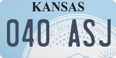 KS license plate 040ASJ