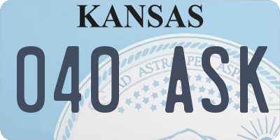 KS license plate 040ASK