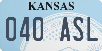KS license plate 040ASL