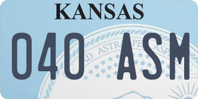 KS license plate 040ASM