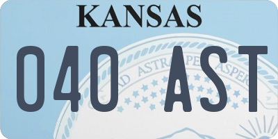 KS license plate 040AST