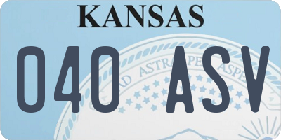KS license plate 040ASV