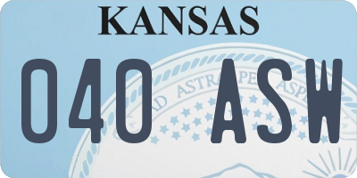 KS license plate 040ASW