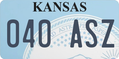 KS license plate 040ASZ