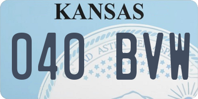 KS license plate 040BVW