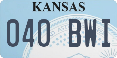 KS license plate 040BWI
