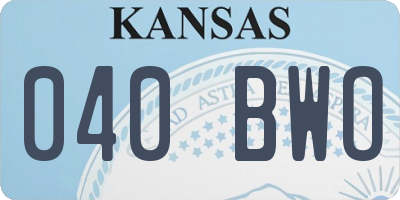 KS license plate 040BWO