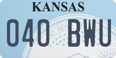 KS license plate 040BWU