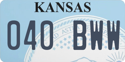 KS license plate 040BWW