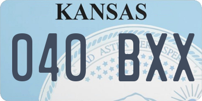 KS license plate 040BXX