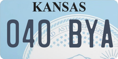 KS license plate 040BYA