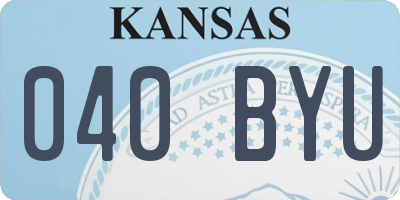 KS license plate 040BYU