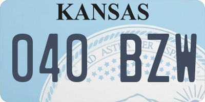 KS license plate 040BZW