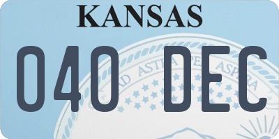 KS license plate 040DEC
