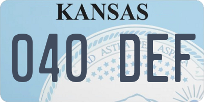 KS license plate 040DEF