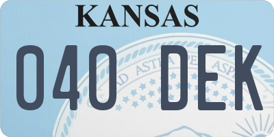 KS license plate 040DEK