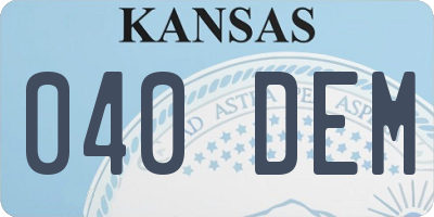 KS license plate 040DEM