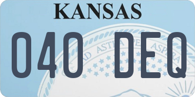 KS license plate 040DEQ