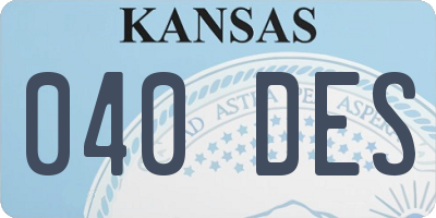 KS license plate 040DES