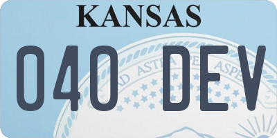 KS license plate 040DEV