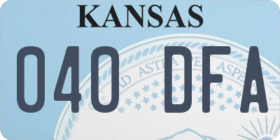 KS license plate 040DFA