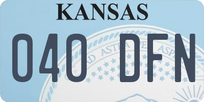 KS license plate 040DFN