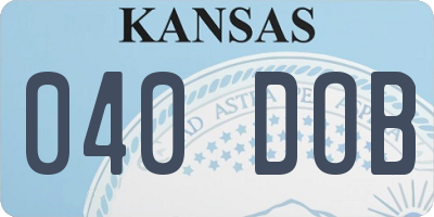 KS license plate 040DOB