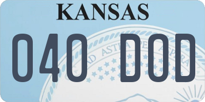 KS license plate 040DOD