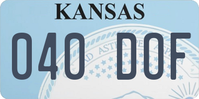 KS license plate 040DOF
